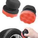 Tire Shine Applicator,Tire Dressing Applicator,Car Accessories Applicator Pads,Tires Shine Brush,Reusable Hex Grip Polishing Sponge Pads,Used to Wash Vehicle's Tires,Windshields (Red, 4.33")