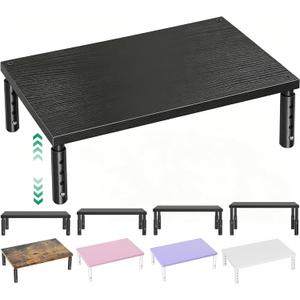 OPNICE Desk Organizers and Accessories, Adjustable Computer Monitor Stand Riser, Laptop Stand for Desk, Office Desk Accessories & Workspace Organizers for Home Office, Black Wood