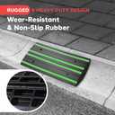 Pyle 2 Ft. Rubber Threshold Curb Ramp Set, Green Reflective Strip for Driveways, Non-Slip Marine Grade Rubber, Pack of 2 Heavy Duty Car Ramps for Trucks, RVs, Forklifts, 24.0x 16.0 x 2.6 Inches