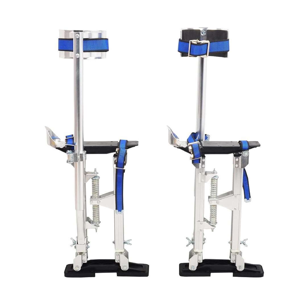 Drywall Stilts 15-23 Adjustable Lightweight Aluminum Tool Stilt with Knee Pads Protection for Painting Painter Taping,Silver