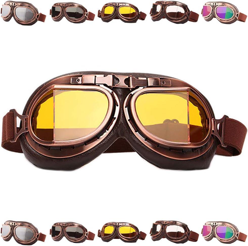 Peicees Vintage Helmet Goggles Motorcycle Goggles Bike Motorcross Pilot Goggle (Copper)