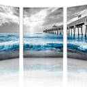 Lapremoly Black And White Beach Wall Paintings Wall Decorations For Living Room Canvas Wall Art For Bedroom Office Wall Decor Blue Ocean Sea Wave Pictures Prints Artwork Modern Home Decor 3 Piece