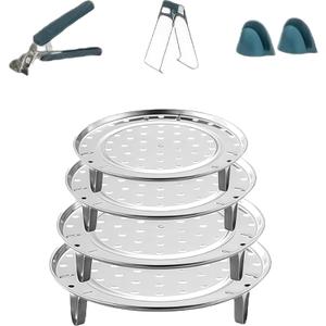 4-Pack Stainless Steel Steaming Racks, 4 SizesUniversal Steamer Insert & Canning Rack for Tamale Pot & Stock Pots, Fits 7.6 to 10.23 Inch Diameter Pressure Cooker Cooking