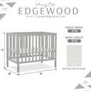 Dream On Me Edgewood 4-in-1 Convertible Mini Baby Crib in Cool Grey GreenGuard Gold & BSA, Non-Toxic, Compact 402533 Design, Converts to Mini Daybed & Twin Bed (Rails to Buy) 1 Mattress Pad