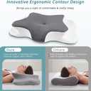 CHxxy Cervical Neck Pillow for Pain Relief Sleeping, Memory Foam Pillows, Ergonomic Side Sleeper Pillows, Cooling Orthopedic Neck Support Pillow for Back Stomach Sleepers-Queen Size Grey&White