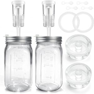 32oz Mason Jar Fermentation Kit 2 Pk Fermentation Jars, Fermentation Lids Fermenting weights and Airlocks, Complete Fermenting Kit for Making and Storing Sauerkraut, Pack of 2