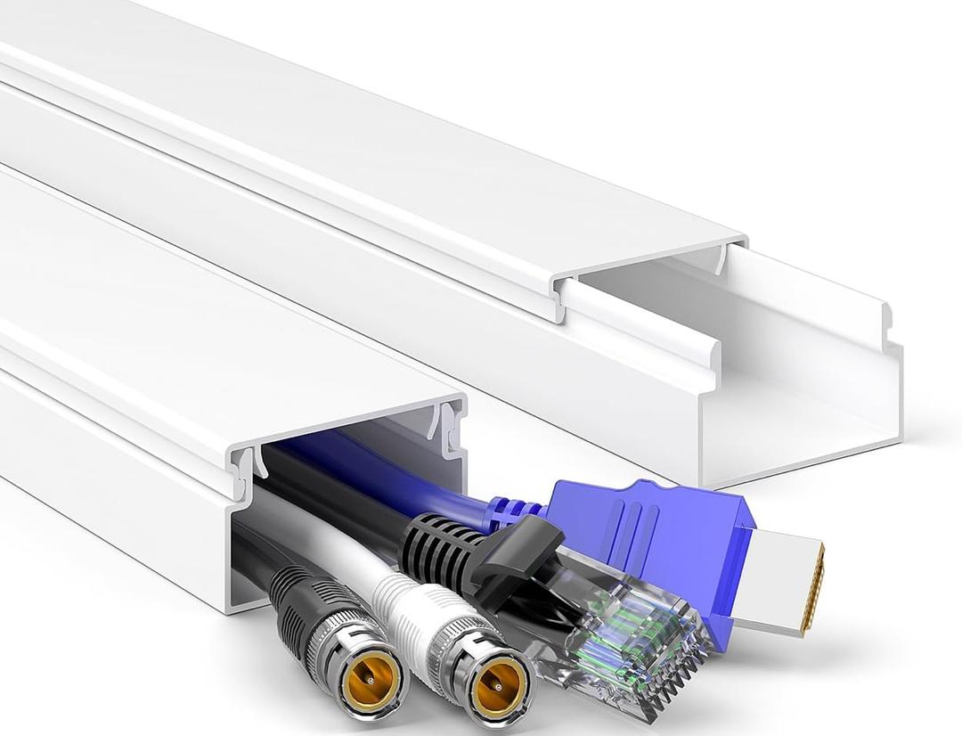 Delamu Cord Hider | 28.4In Cord Covers for Wires on Wall | Large Cable Hider | Wire Covers for Cords | Wire Hiders for TV on Wall | Paintable Cable Cover Cable Management | W1.18 H0.6in, White