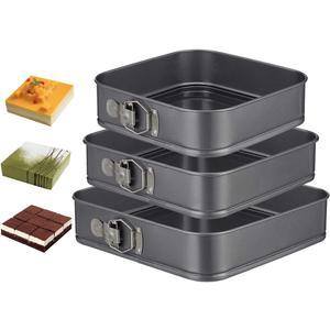 Springform Pan Set, 9.5/10/11Inch Square cake pans, Nonstick Bakeware Springform, Leakproof Cake Pans with Removable Bottom for Baking, Cheesecake Pan (Square, 9.5/10/11 inch)