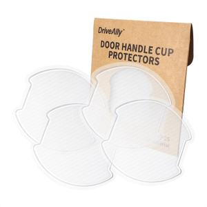 4Pcs Silicone 3D Carbon Fiber Texture Car Door Handle Cup Protectors Paint Scratch Protector Sticker Vehicle Exterior Accessories 1.5mm Thick Scratch Guard Sticker (Semi-Transparent, Large)