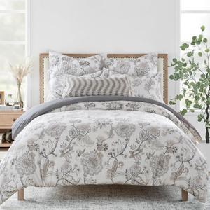 Levtex Home - Ophelia Blush Comforter Set - King Comforter + Two King Pillow Cases - Floral - Taupe Grey Cream Blush - Comforter (106 x 94in.) and Pillow Case (36 x 20in.)