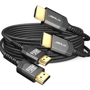 JSAUX 10K Short HDMI Cable 3.3FT 2-Pack 2.1 48Gbps 8K&4K Ultra High Speed Cords(8K@60Hz 7680x4320, 4K@120Hz) eARC HDR10 HDCP 2.2&2.3 3D, Compatible with PS5/PS4/X-Box/Roku TV/Blu-ray/LG-Black