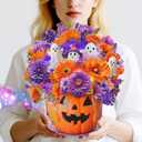 Halloween Cards with Music & Lights, Pop Up Halloween Decorations, Ghost & Dasiy, 10 Inch Life Sized Forever Flower Bouquet Gifts for Wife Mom Grandma Women Daughter