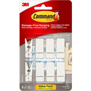 Command Spring Clips, Quartz, 8-Clips (17089Q-8ES), Great for dorm decor