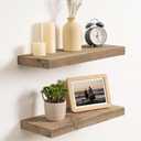 Floating Shelves for Wall,18 Inch Reclaimed Barnwood Planks Set of 2,8 Inch Deep Rustic Solid Wood Wall Shelves for Storage,Wood Wall Mount Shelf with Invisible Heavy-Duty Metal Bracket,Natural, 18inches-2P