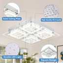 Crystal Ceiling Light LED Square Hallway Light Fixture Dimmable Flush Mount Ceiling Lights 14 Inch 4000K Bathroom Ceiling Lighting Foyer Chrome Kitchen Living Room Light, Square-14.17 inches