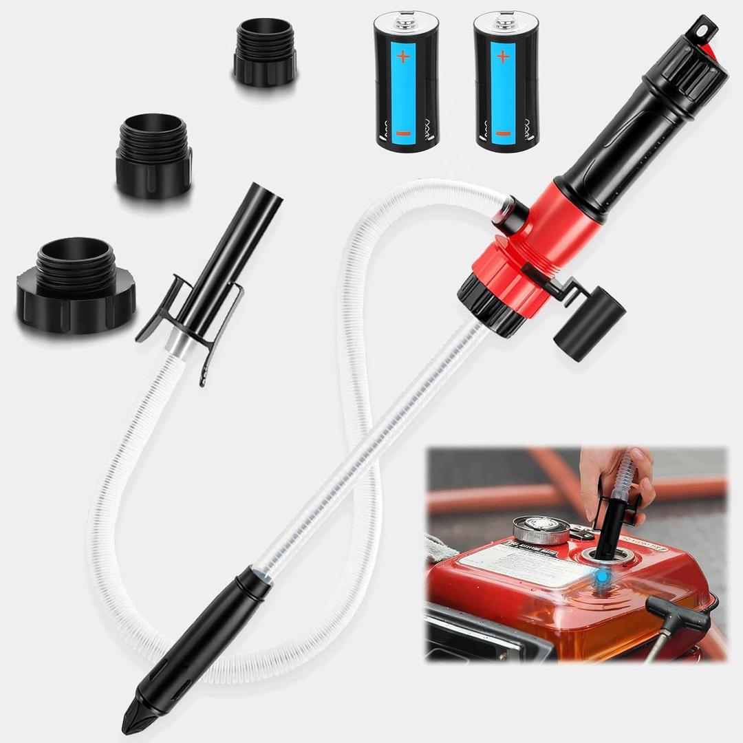 Fuel Transfer Pump with Auto-Stop Sensor-3.2GPM,Overfill Protection with 3 Adapters Fast Electric Fuel Transfer Pump for Oil, Diesel, Gasoline, Safe No-Spill Refueling