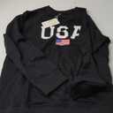 Dressmine Womens Crewneck Sweatshirt American 4Th of July Shirt Loose USA Flag Tops Trendy Crewneck Pullover Black Small