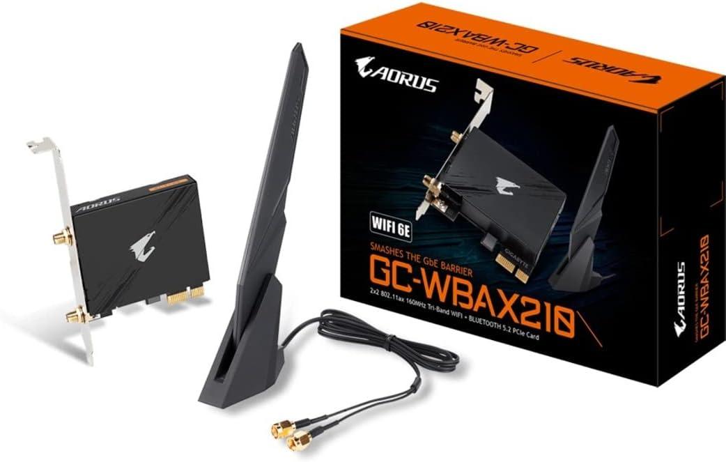 GIGABYTE WiFi 6E GCWBAX210 (2x2 802.11ax/ TriBand WiFi/Bluetooth 5.2/ PCIe Expansion Card)