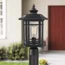 Emliviar Outdoor Post Lighting Fixture 17 inch, 1-Light Exterior Post Light in Black Finish with Seeded Glass, A2202110P1, 16.8 Inch