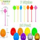 24 Pack Sticky Hands Toys Filled Easter Eggs, Plastic Easter Eggs Filled with Bunny Chick Sensory Stretchy Toys for Kids Gifts, Easter Egg Hunt Party Favors, Easter Basket Stuffers