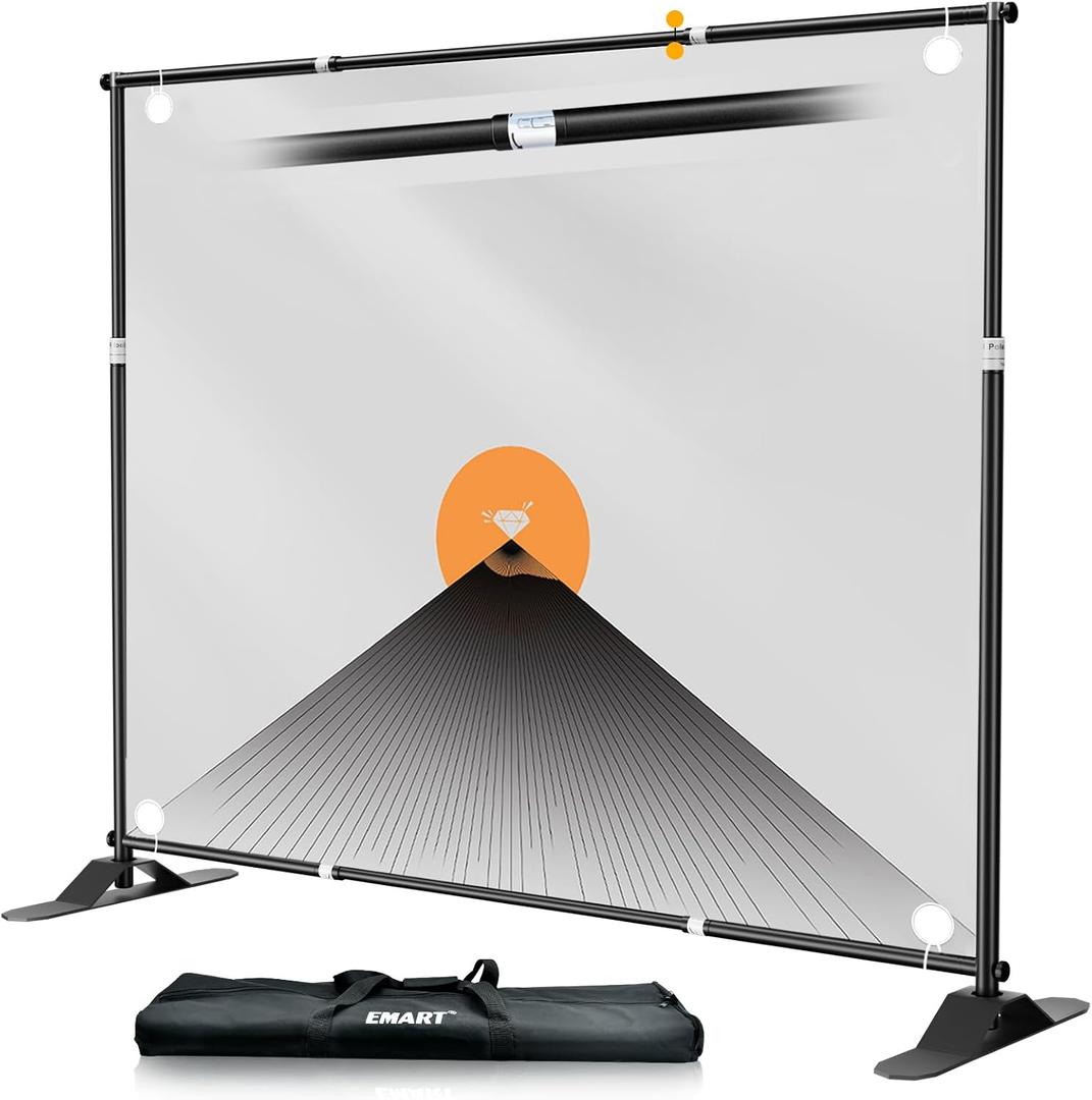 EMART 10x10 ft Heavy Duty Banner Backdrop Stand Kit, Adjustable Frame for Step and Repeat Backdrops, Ideal for Photography, Trade Shows, and Photo Booths