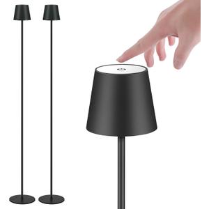 2Pack Cordless Floor Lamp for Outdoor/Indoor, Built-in 6800 mAh Battery LED Battery Operated lamp Rechargeable, with Touch Control Floor lampAdjustable Height Floor Lamp for Patio(Black)