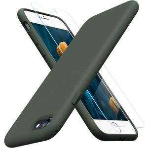 Miracase Ultra Slim Designed for iPhone SE Case 2022(3rd Gen)/iPhone SE 2020 Case(2nd Gen)/iPhone 7 Case/iPhone 8 Case with Screen Protector, Multi-Color Silicone Shockproof Phone Case(Dark Green)