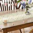 Light Green Wildflower Leaf Butterfly Table Runner ,Seasonal Spring Summer Kitchen Dinning Decoration for Holiday Home Party Decor 13x72 Inch