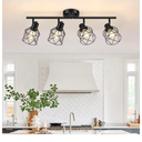 4-Lights Semi Flush Mount Ceiling Light, Adjustable Multi-Directional Light Fixtures, Rotatable Farmhouse Light Fixtures Mount with Metal Cage for Dining Room, Living Room