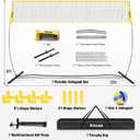 Freestanding Volleyball Net Set for Backyard - 12FT Portable Outdoor Volleyball Net Training Equipment with Soft Volleyball, Pump, Boundary Mark and Carry Bag for Park, Beach Games, Volleyball Sports
