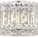 pasentel 11.8" Crystal Round Flush Mount Modern Close to Ceiling Light Fixture, Chrome Ceiling Lights 2Light Hallway Light Fixtures, Crystal Ceiling Lamp for Kitchen Bathroom Entryway, XDD0072CH