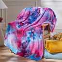 NEWCOSPLAY Super Soft Throw Blanket Deep Purple Rainbow Premium Silky Flannel Fleece Leaves Pattern Lightweight Bed Blanket All Season Use (Deep Purple Rainbow, Throw(50"x60"))