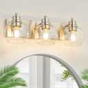 Tuscarora Bathroom Light Fixtures, Brushed Nickel Vanity Light 3 Light Bathroom Vanity Light with Clear Glass Shade,Lighting Fixtures for Mirror