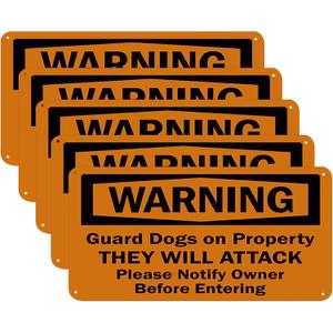 Warning - Guard Dogs on Property No Trespassing Sign, Beware of Dogs Signs,Please Notify Owner Before Entering Sign 5x10-5 Pcs Inch