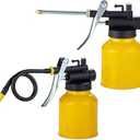 Hand Pump Oiler Can Professional Level 8 oz. Capacity Pump Oiler with Metal & Long Flex Spout