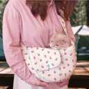 Floral Pet Carrier Sling, Breathable Cotton Dog Purse Carrier, Hand-Free Travel Puppy Purse for Small Dog 10-20 lbs, Cat Sling Chest, Per Mom Dad Gifts(White, Large)