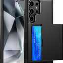 ATRAING Compatible with Samsung Galaxy S24 Ultra Wallet Case with Credit Card Holder Hidden Card Slot Slim Shockproof Protective Hard Cover for Women Man Grey