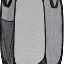 Handy Laundry Collapsible Mesh Pop Up Hamper with Wide Opening and Side Pocket - Breathable, Sturdy, Foldable, and Space-Saving Design for Clothes and Storage (Black)