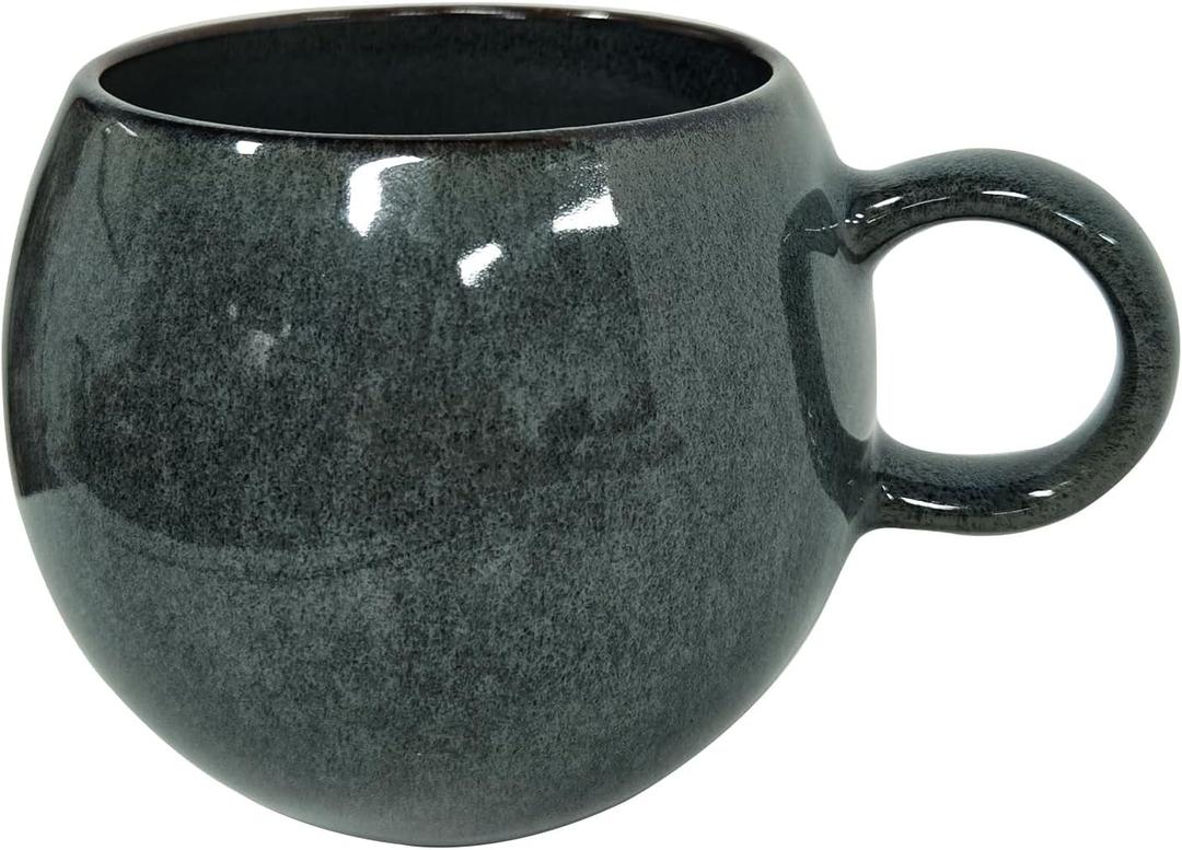 16 oz Large Ceramic Coffee Mug, Lead-Free Big Round Coffee Cup with Handle, Vintage Tea Cup for Home Office, Microwave & Dishwasher Safe, Grayish Blue