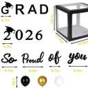 2026 Graduation New Year Decorations Party Supplies, 4 Pieces Black Balloon Boxes for Graduation Party with Letter GRAD 2026 So Proud of You , Class of 2026 School Grad Party Decorations