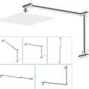 iFealClear All Metal 20" Shower Head Extension Arm, Solid Brass Shower Head Extender Adjustable Height Angle, G1/2 Universal Connection Stainless Steel Pipe with Lock Joint for Rain Showerhead, Chrome