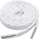 YFINE Sneakers Flat Shoe Laces: Athletic Shoelaces With Metal Tips - 2 Pair (47 inch (120CM), White Silver + Silver Tips)