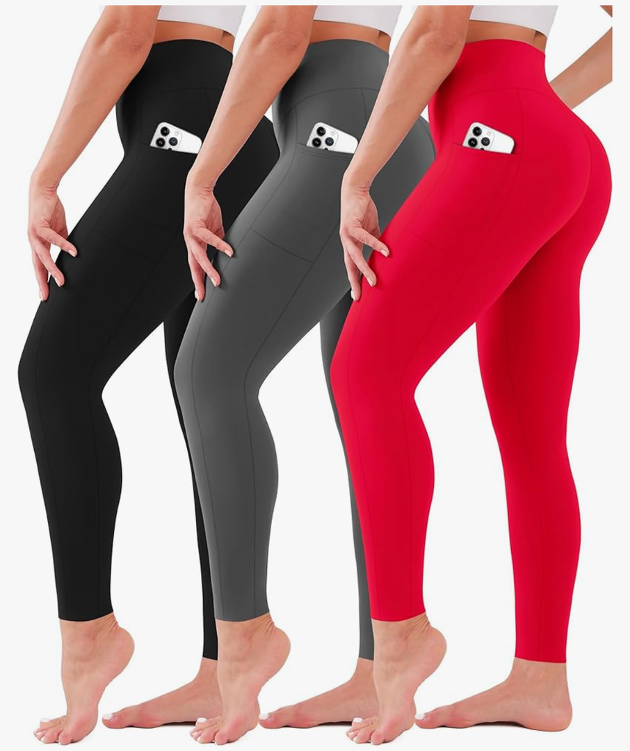3 Pack Leggings for Women High Waisted No See-Through Tummy Control Soft Yoga Pants Womens Workout Athletic Running Leggings L/XL