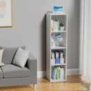 4 Tier Bookshelf, Freestanding Corner Storage Shelve Book Case for Narrow Space, 4 Cube Storage Organizer Small Bookcase for Home Office Living Room (White, 4 Cube)