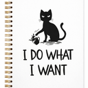 3 Units Funny Black Cat Notebook, Cat Gifts for Cat Lovers Girls Women, Cat Journal, Cat Mom Gifts, Cute Notebook, I Do What I Want, Spiral Notebook 5.5x8.3.