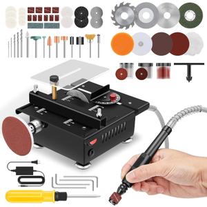 Mini Multi Functional Table Saw, mini Table Saws for Crafts, Portable Mini Desktop Electric Saw for Wood Cutting, Height & Angle Adjustable with More Accessories, for Wood, Plastic Acrylic Cutting