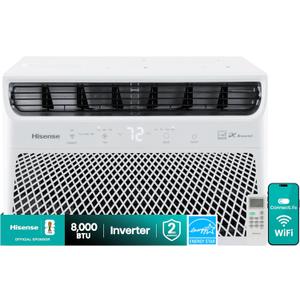 Hisense 8,000 BTU Smart Inverter Window Air Conditioner, 3 modes (Cooling, Fan, Dehumidifier), Easy Installation,Ultra Quiet, 37.6% more Energy Saving