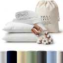 100% Cotton Percale Queen Sheet Set 2 Sheets and 2 Pillowcases White