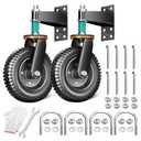 8 Inch Heavy Duty Gate Wheel, 750 lb Capacity, Fits Metal Tube Gates and Wooden Gates, 360° Swivel Spring-Loaded Caster. Gate Wheel for Smooth Operation. (8-INCH 2PACK)