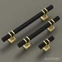 Alzassbg 6 Pack Matt Black and Gold Cabinet Knobs, 2 Inch(51mm) Diameter Cabinet Hardware Square T Bar Knobs for Cupboard and Drawers AL6094KGP-MB